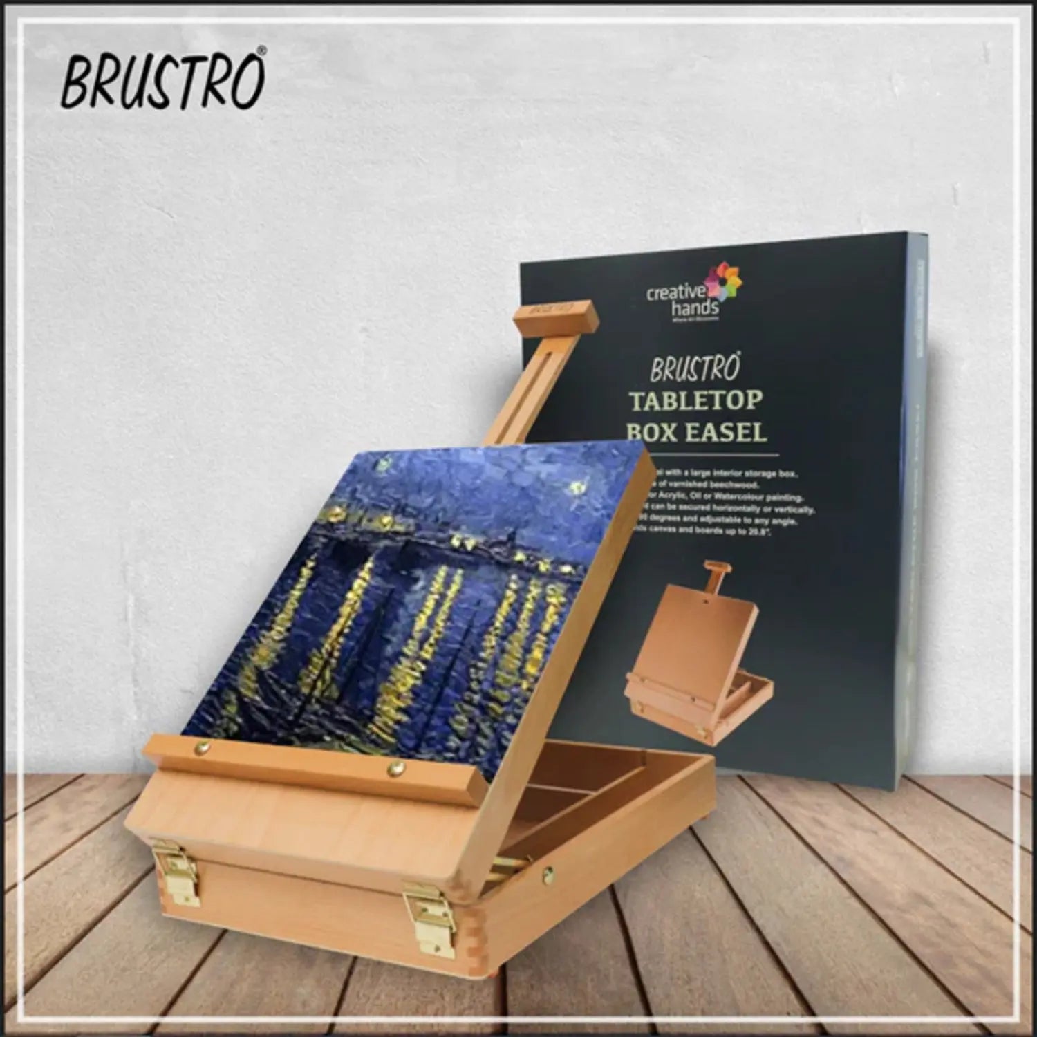 Brustro Artists' Tabletop Portable Wooden Box Easel Brustro